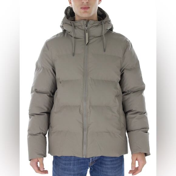 RAINS Unisex Puffer Jacket Taupe Short M/L Mens - Picture 10 of 10
